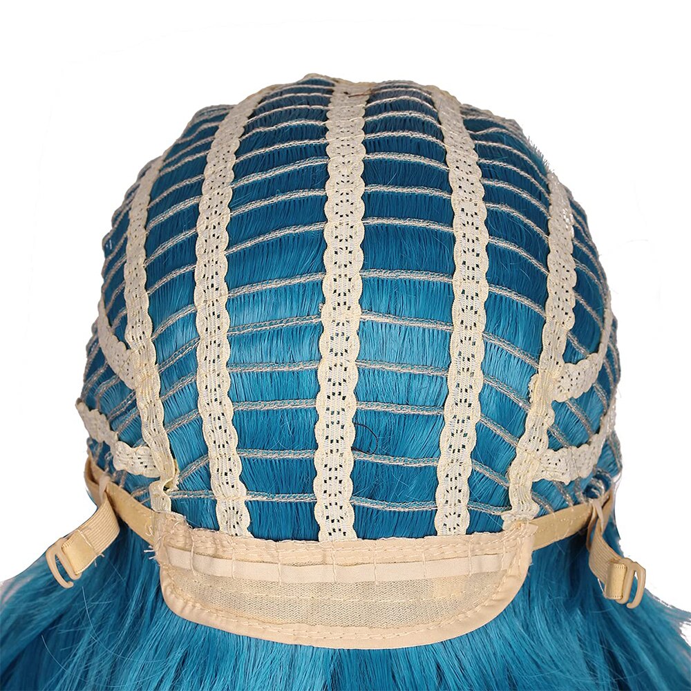 LOL League of Legends Anime Two Cities Battle Cosplay Light Blue Long Braid Ladies Bangs Synthetic Wig Juvenile Jinx Short Bob Wig