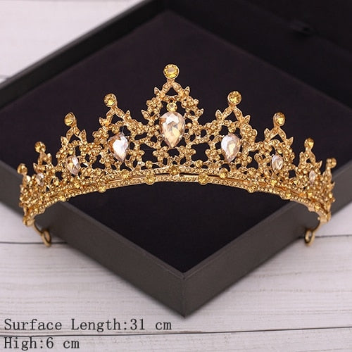 Bridal Crown Golden Wedding Hair Accessories Crystal Rhinestone Bride Wedding Tiaras and Crowns Headpiece Diadema Hair Ornament