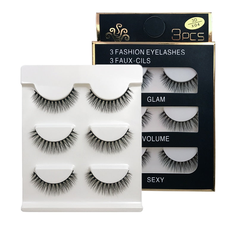 3 Pairs natural false eyelashes thick 3D mink soft long eyelash extension fake eyelash