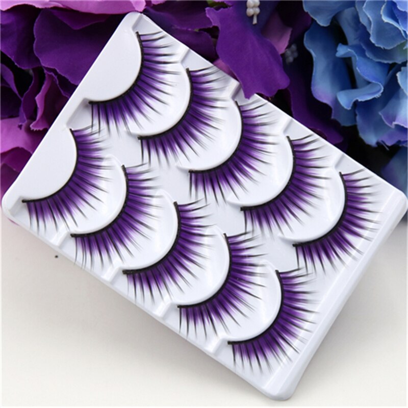 Purple False Eyelashes Colorful False Eyelashes Thick Thin Cross Section Purple False Eyelashes