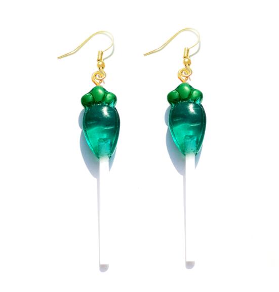 Resin Lollipop Drop Earrings Jewelry Custom Made Handmade Cute Cotton Candy