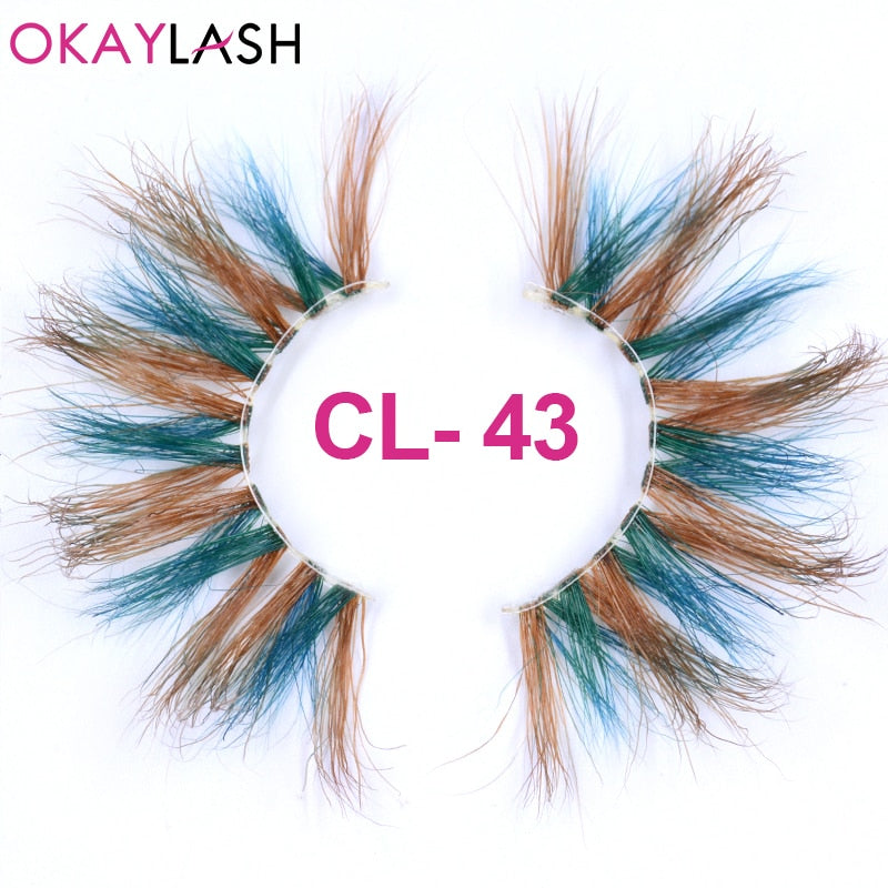 25mm Long Purple and Pink Color Real Mink Cosmetic Fake Colored Eyelash Party Cosplay Halloween Makeup Strip Eye lashes