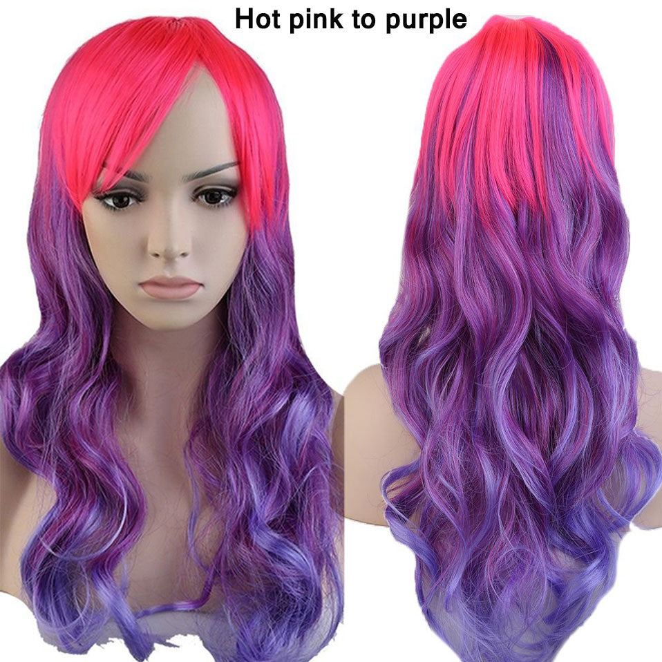 S-noilite Synthetic 28colors 22inch Loose Wave Wigs Halloween Cosplay Wig Blue Red Pink Grey Purple Hair Cosplay