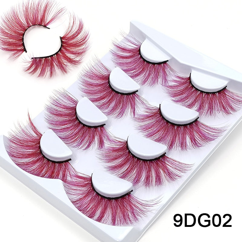 25mm 27mm Long Colorful Eyelashes Hot Pink Faux Mink Colored Lashes Cruelty Free Cosplay Halloween Cilias