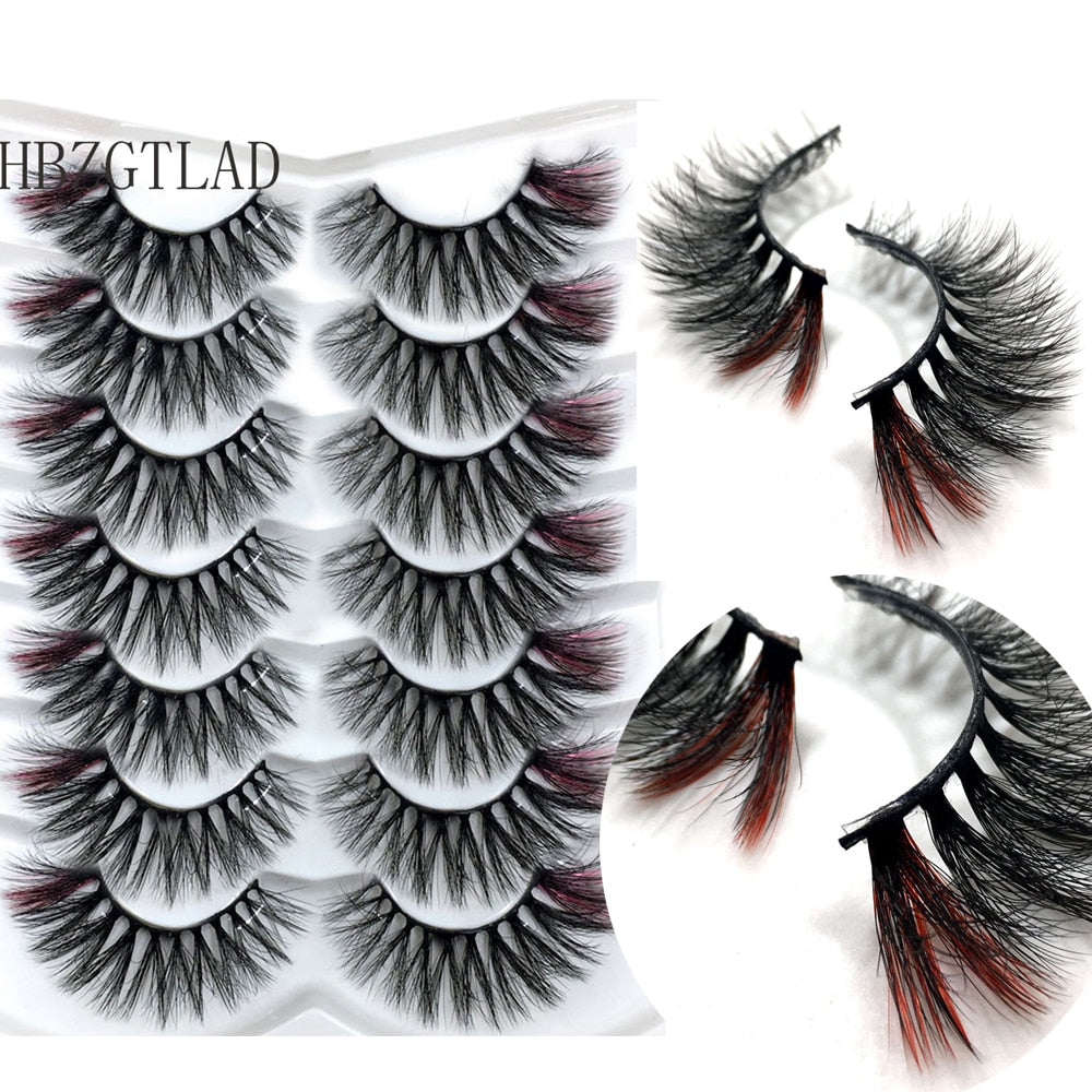 7pairs Colored Lashes 22 Styles 3d Mink Lashes Dramatic Colorful Natural Eyelashes Extension Fake Eyelashes