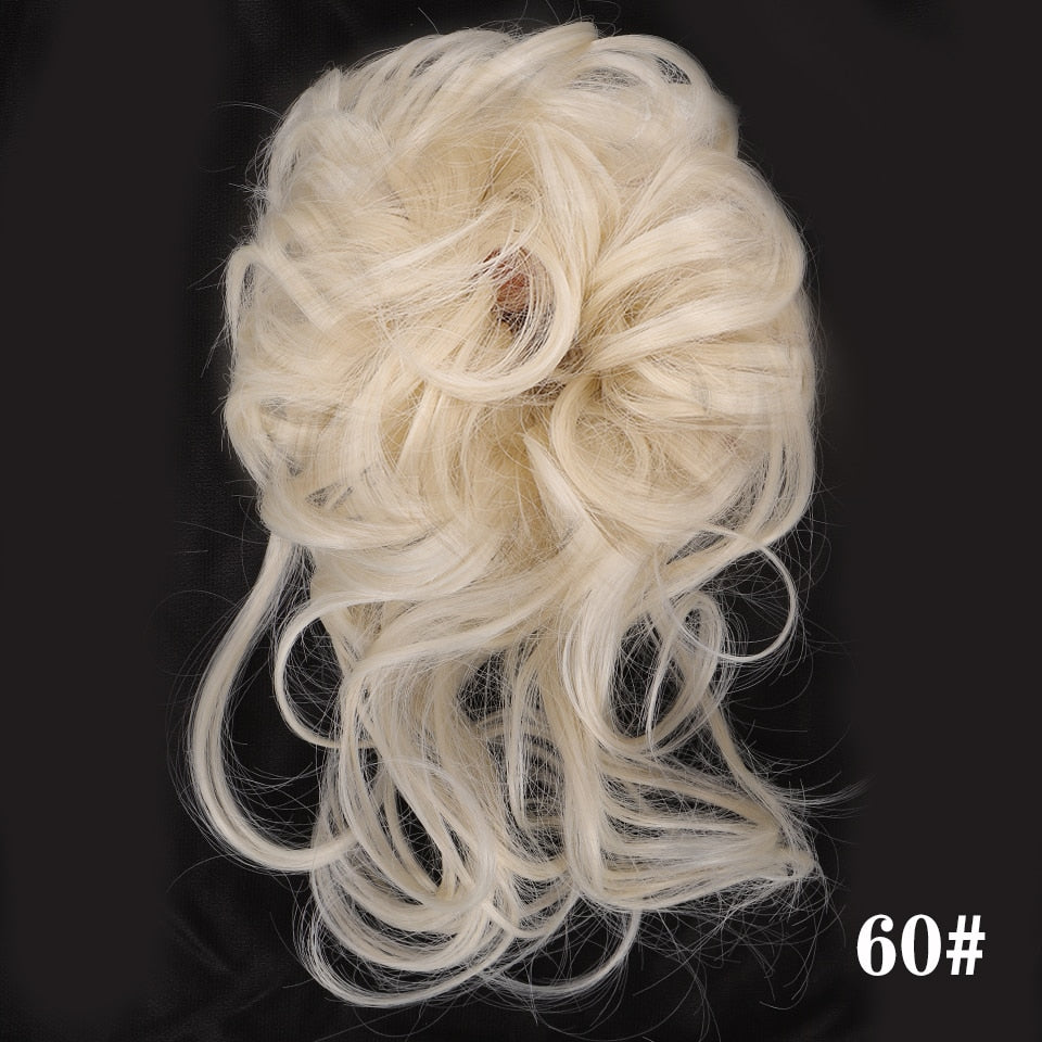 Synthetic Hair Bun Bands Blonde Black Messy Curly Chignon Donut Updo Scrunchies Fake Hair Pieces For Women Hair Extensions