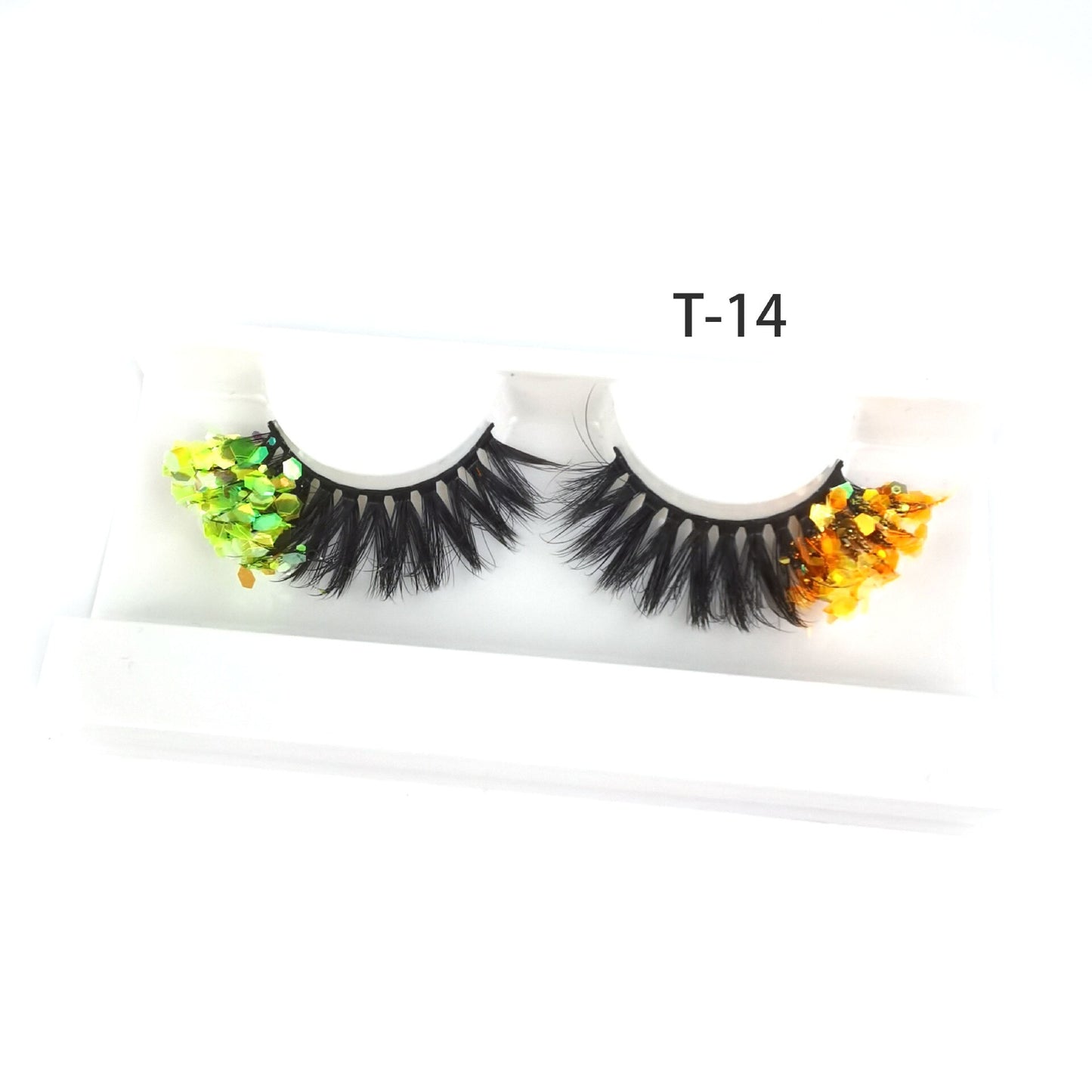 3 Pair Colored Shining Gold Glitter Eyelashes Handmade Dramatic Purple Colorful Rainbow Lashes For Party Show Halloween Cosplay
