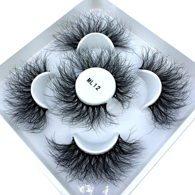 Reusable mink eyelashes 25mm lashes fluffy messy 3D mink lashes 3 pairs natural Long Thick false eyelashes extension