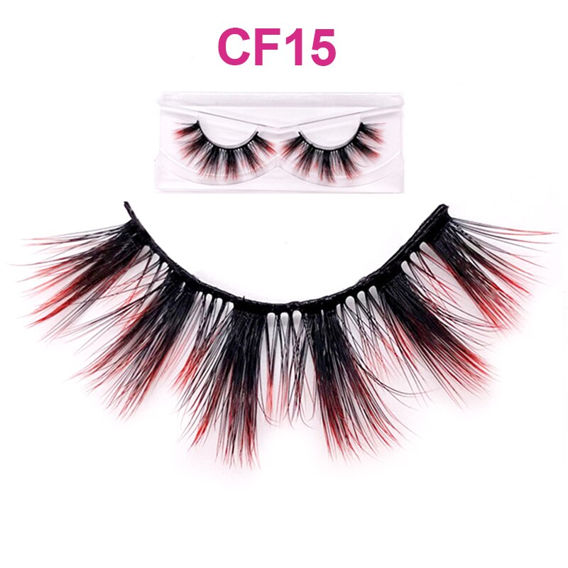 Fluffy Thick Dramatic 3D Faux Mink Colored Eyelashes Pink Red Natural Synthetic Colorful Rainbow Color Eye Lashes for Holiday