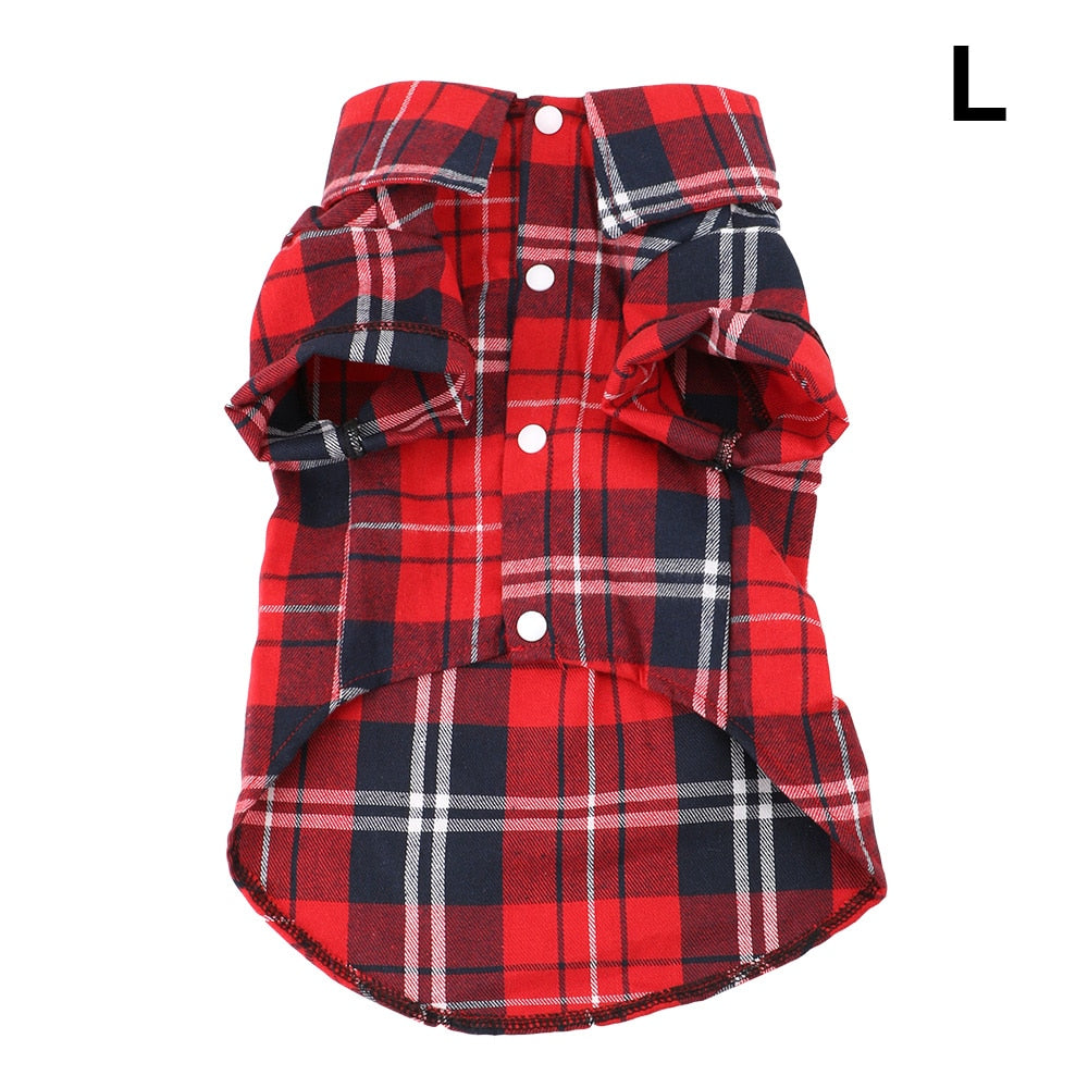 Soft Cotton Short Sleeve Shirts Pet Dog Cat Kitten Clothes Puppy Kitten Clothing Plaid T Shirt