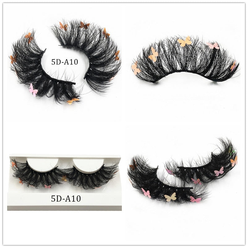 Faux Mink 25mm Lashes With Butterflys or flowers On Them Full Strip False Eyelashes Butterfly Lash For party