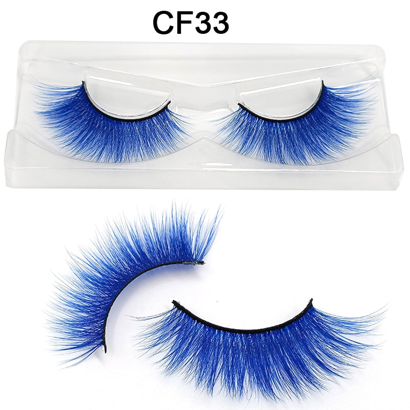Red Blue Purple Pink Mix 3D Faux Mink Colored Eyelashes Ombre Vegan Strip Lashes Natural Dramatic Fluffy Colourful Cilias Party