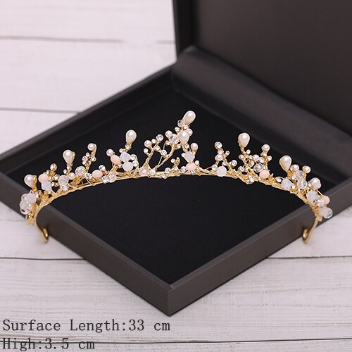 Bridal Crown Golden Wedding Hair Accessories Crystal Rhinestone Bride Wedding Tiaras and Crowns Headpiece Diadema Hair Ornament