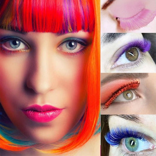 5D Colorful False Eyelashes Faux Mink Lashes Color Pink Blue Yellow Green Fake Eyelash Fluffy Soft Cilias Halloween Eye Makeup