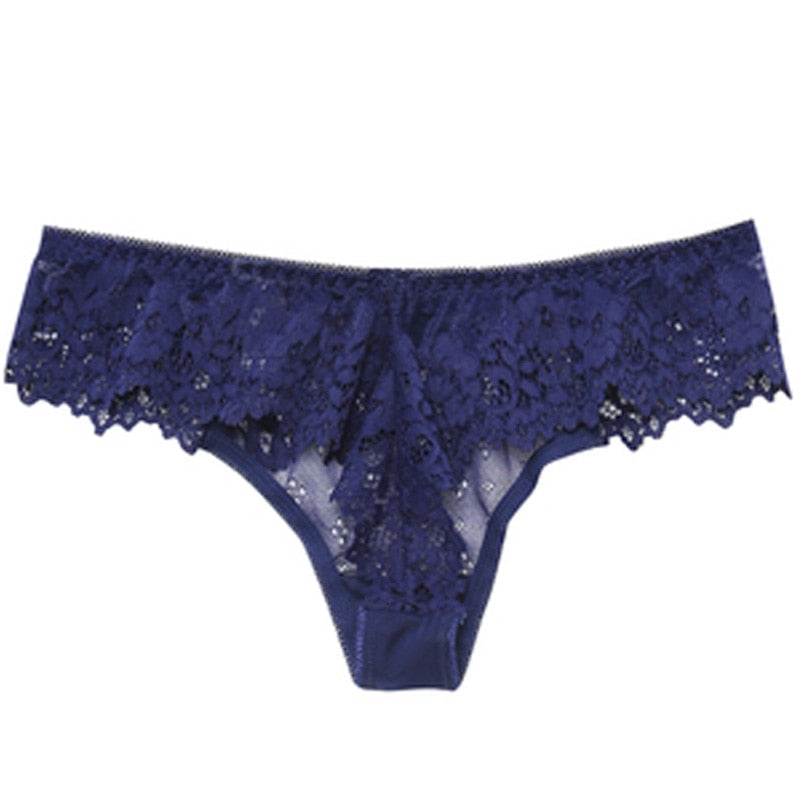 Women Sexy Lace Lingerie Temptation Low-waist Panties Embroidery Thong Transparent Hollow out Underwear G String