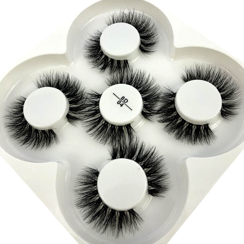 5 pairs Mink Eyelashes Clear Band Eye Lashes Crisscross Transparent Band False Eyelashes Handmade Dramatic Lashes Upper Lash