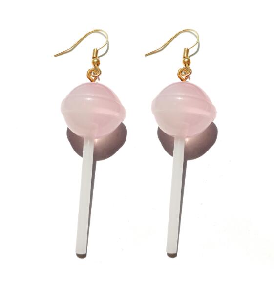 Resin Lollipop Drop Earrings Jewelry Custom Made Handmade Cute Cotton Candy