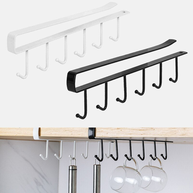 Kitchen Cupboard Organizer Closet Clothes Glass Mug Shelf Hanger Storage Rack Cupboard Shelf Hanging Hook