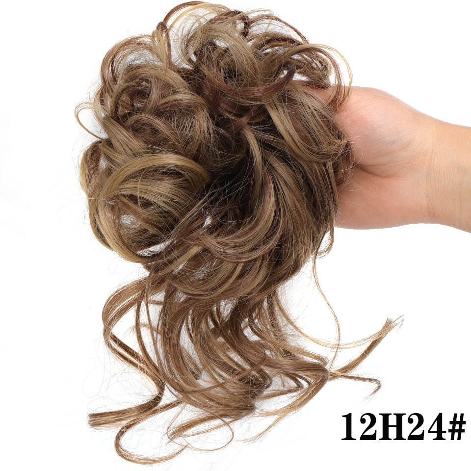 Synthetic Hair Bun Bands Blonde Black Messy Curly Chignon Donut Updo Scrunchies Fake Hair Pieces For Women Hair Extensions