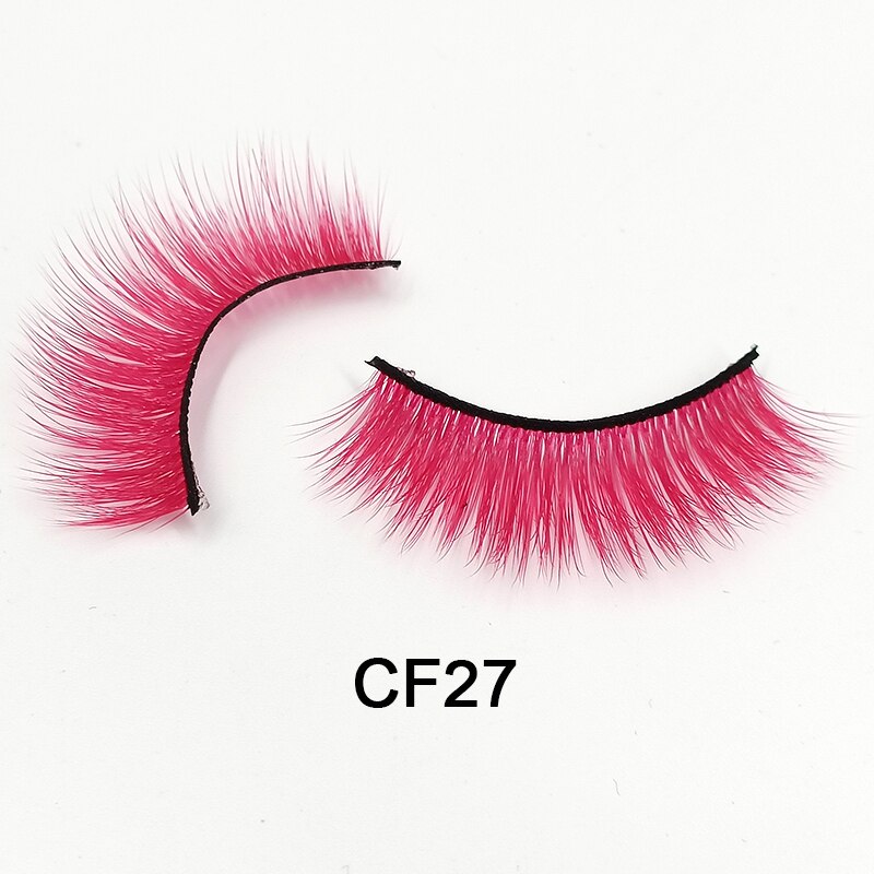 Red Blue Purple Pink Mix 3D Faux Mink Colored Eyelashes Ombre Vegan Strip Lashes Natural Dramatic Fluffy Colourful Cilias Party