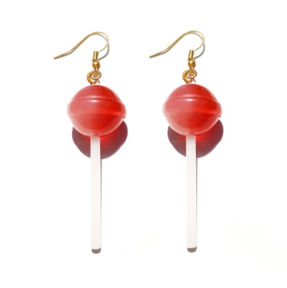 Resin Lollipop Drop Earrings Jewelry Custom Made Handmade Cute Cotton Candy