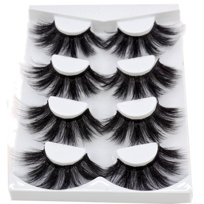 Volume lashes Natural mink eyelashes 25mm lashes 4 pair 3D eyelashes 100％ handmade eyelashes extension false eyelashes