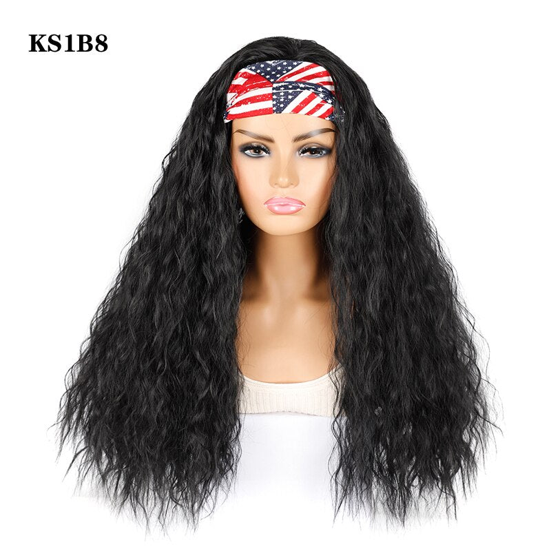 Headband Wig Synthetic Yaki Straight Hair Wigs With Hairband Natural Kinky Straight Wig Daily Use