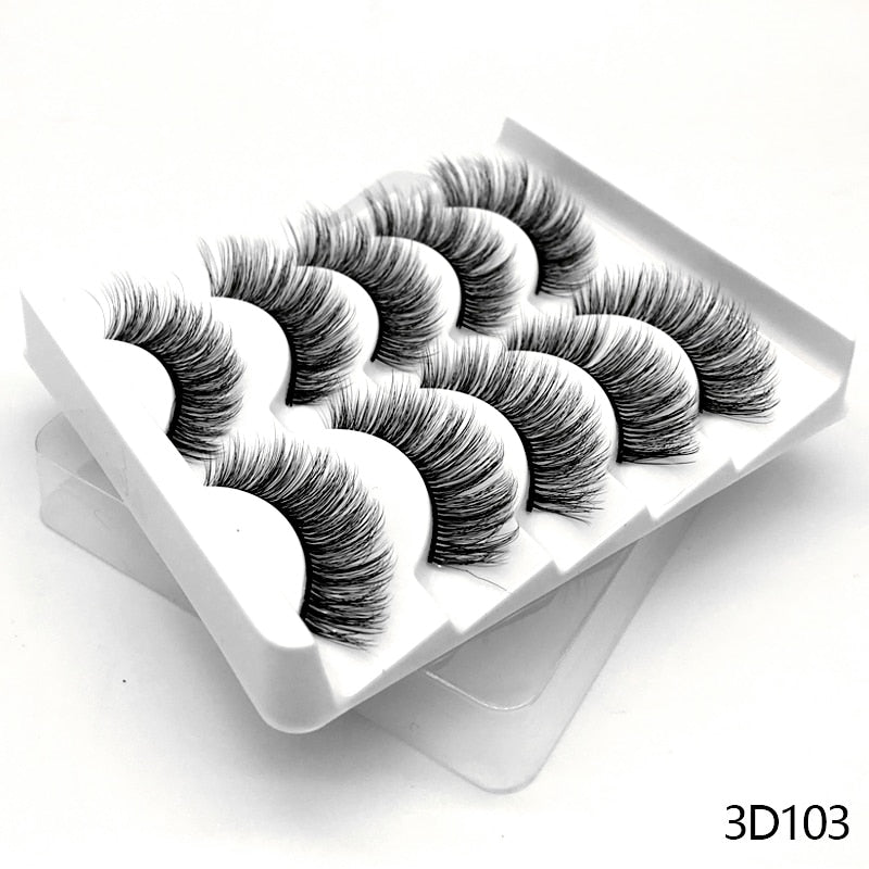 3D Mink Lashes 2/5/8 Pairs Natural False Eyelashes Fluffy Soft Wispy Volume Dramatic Long Cross Eyelash Extension