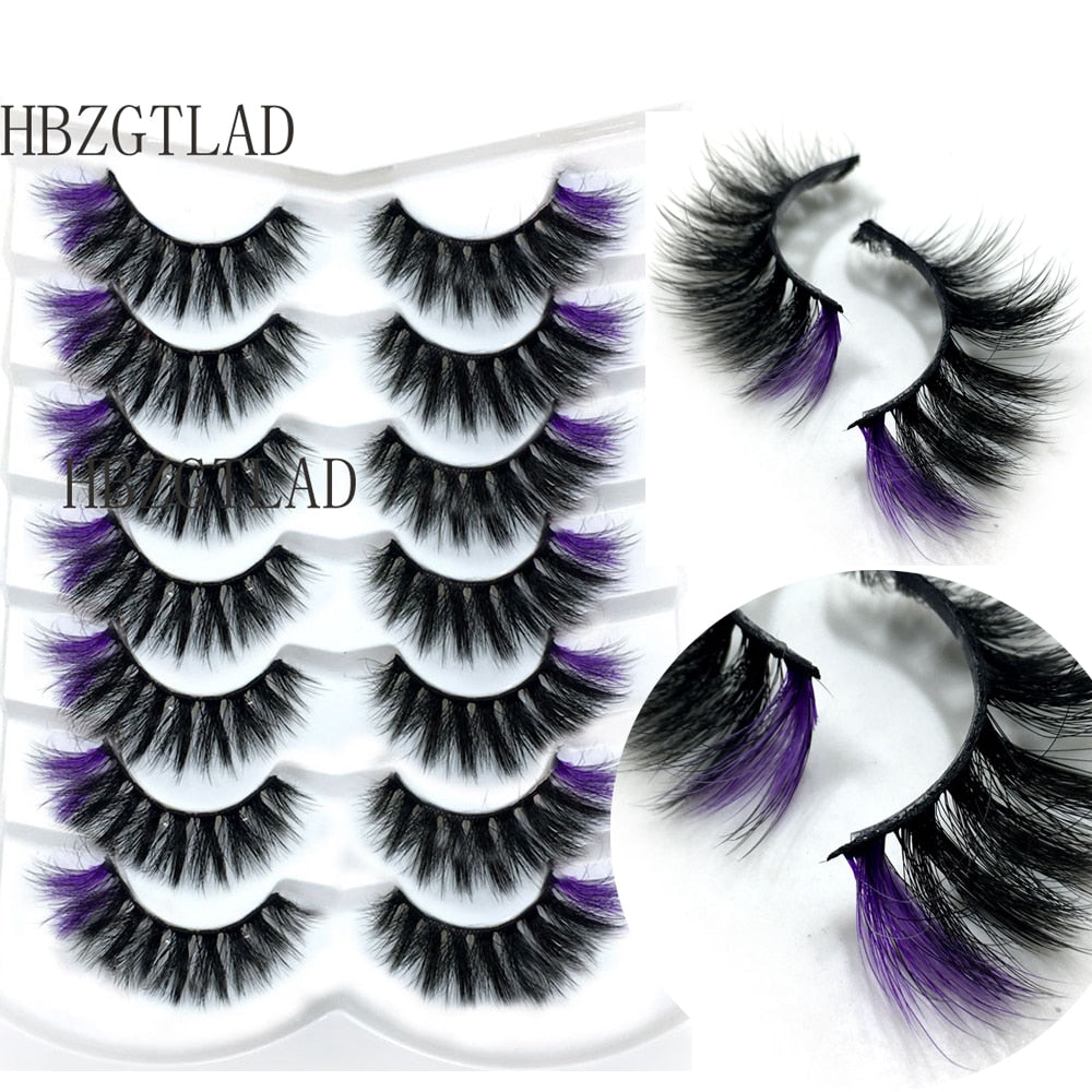 7pairs Colored Lashes 22 Styles 3d Mink Lashes Dramatic Colorful Natural Eyelashes Extension Fake Eyelashes