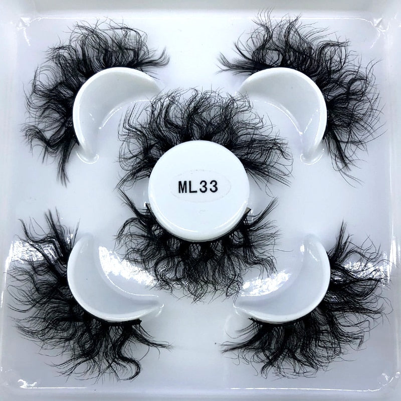 Reusable mink eyelashes 25mm lashes fluffy messy 3D mink lashes 3 pairs natural Long Thick false eyelashes extension