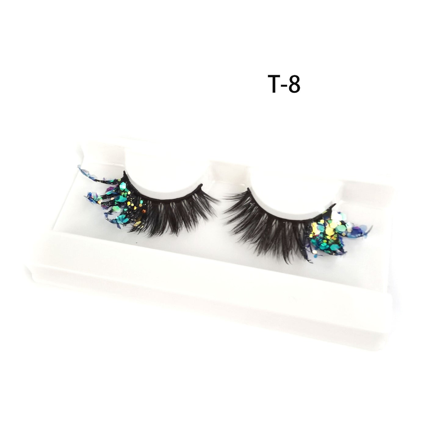 3 Pair Colored Shining Gold Glitter Eyelashes Handmade Dramatic Purple Colorful Rainbow Lashes For Party Show Halloween Cosplay