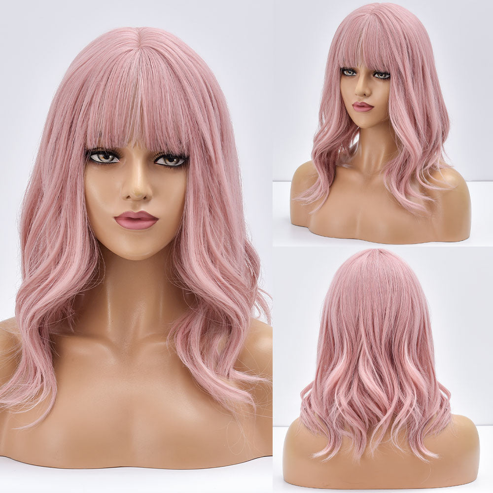 Purple Ombre Short Bob Body Wave Synthetic Wigs For Women Cosplay Wig With Bangs White Synthet Natural Hair Lolita Pelucas