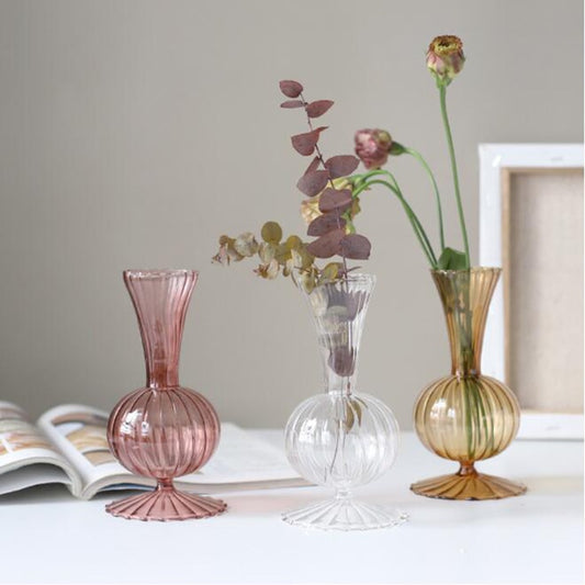 Home Decor Glass Vase Modern Flower Vase Room Decoration Art Colored Small Vase Wedding Decor Hydroponic Plants Japanese Style