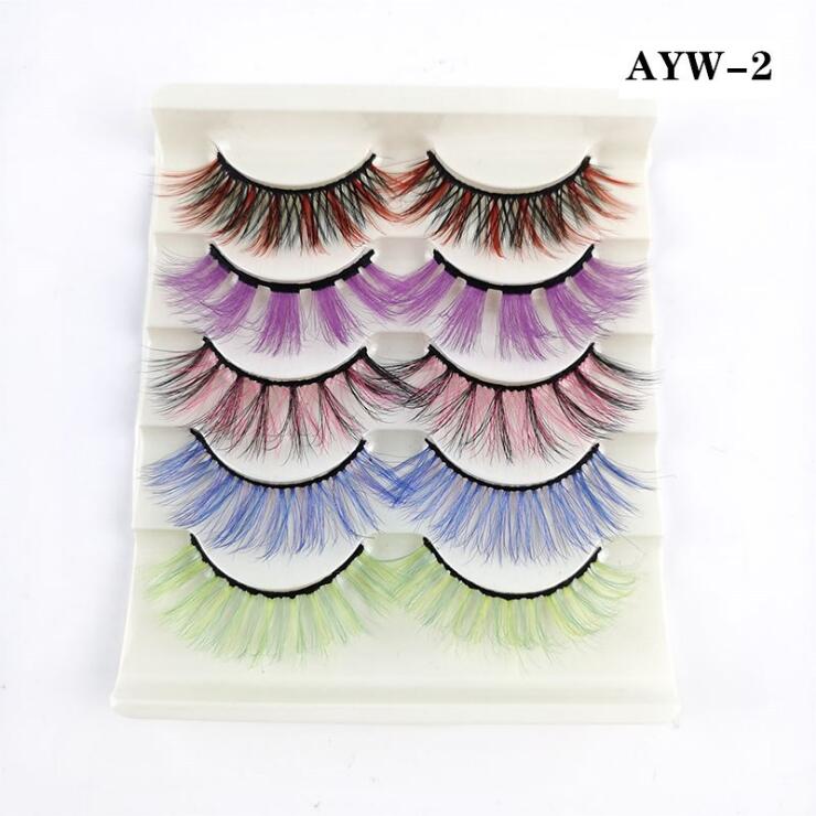 5 Pairs 3D White Mink Lashes Natural Long Thick Fluffy Colorful False Eyelashes Lash Extension