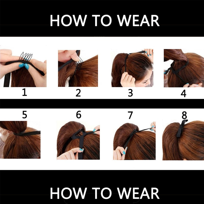 Natural Wave Pony Tail Fake Hair Extension Heat Resistant Synthetic Long Wavy Wrap Around Clip In Ponytail Hair
