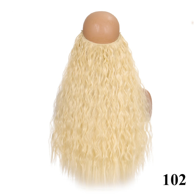 Invisible Wire No Clip One Piece Hair Extensions Secret Fish Line Hair Pieces Wave Straight Synthetic Fake 24 inch