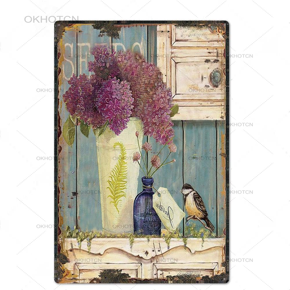 Garden Rules Metal Sign Vintage Metal Plaque Plates Decor For Pub Bar Home Wall Decor Tin Signs Flower Poster