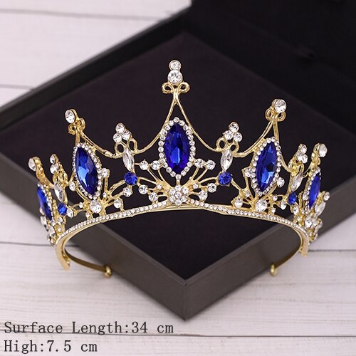 Bridal Crown Golden Wedding Hair Accessories Crystal Rhinestone Bride Wedding Tiaras and Crowns Headpiece Diadema Hair Ornament