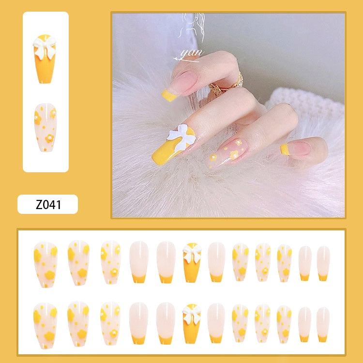 24Pcs/Set 3D Butterfly Bow Bride Fresh and Elegant White Wear DIY Manicure Nail Art Tools