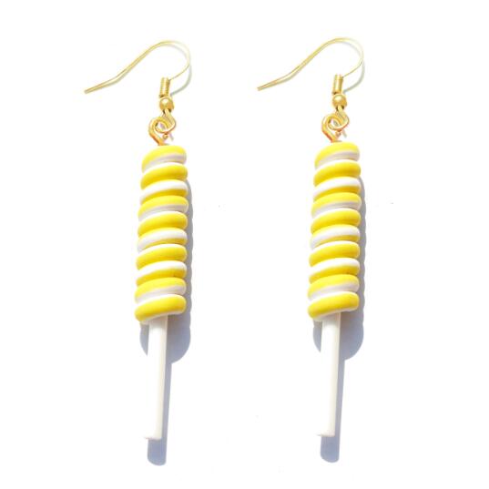 Resin Lollipop Drop Earrings Jewelry Custom Made Handmade Cute Cotton Candy