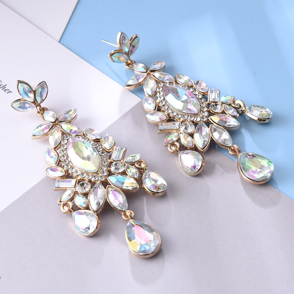 Colorful Crystal Earrings Jewelry Clear Pure Rhinestone Earring Accessories