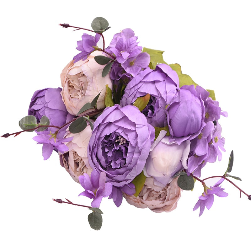 1 Bunch European Artificial Peony Flowers Silk Fake Flowers Wedding Party Home Decoration Flower Bouquet Wreath DIY