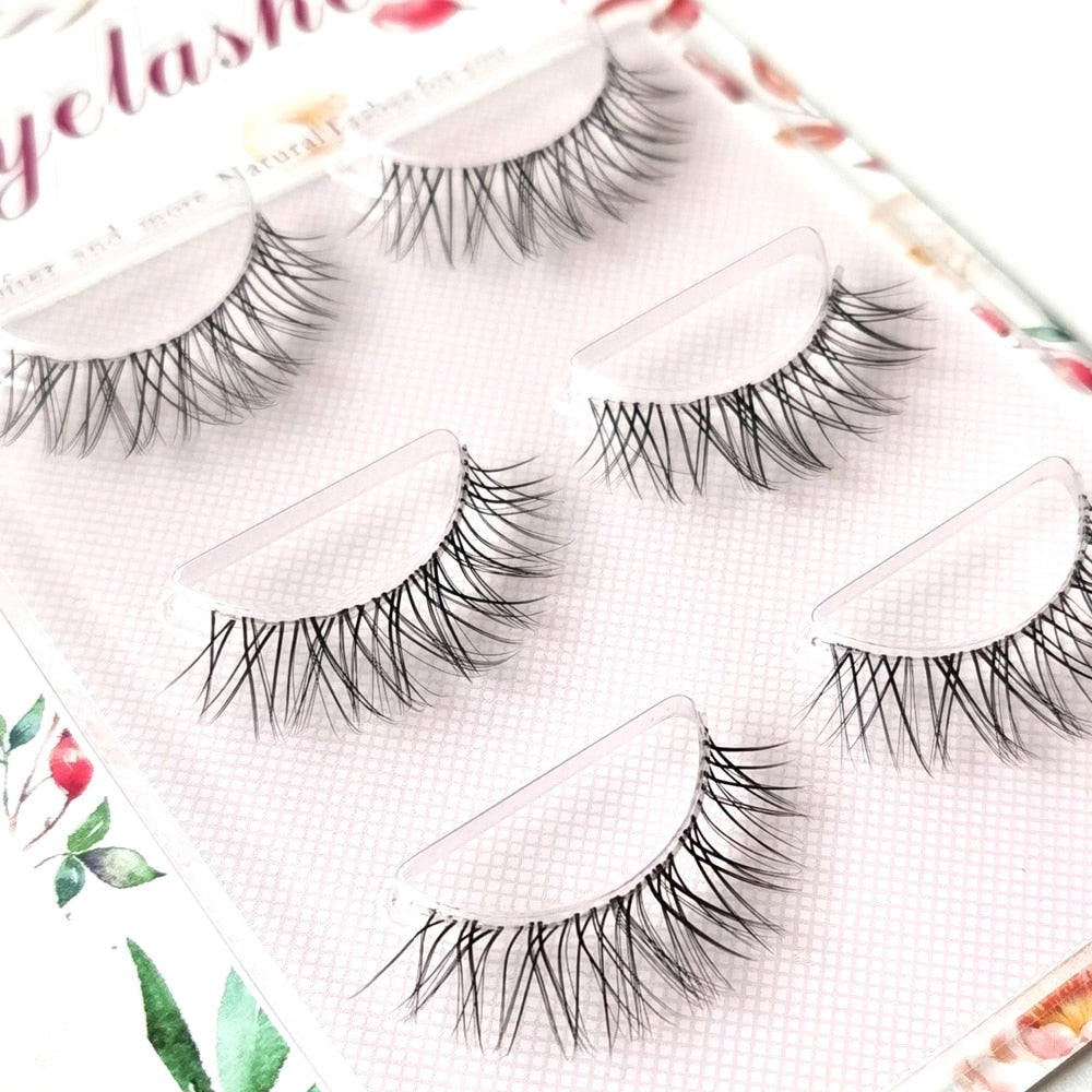 Mink Eyelashes 3 pair reusable false eyelashes invisible band
