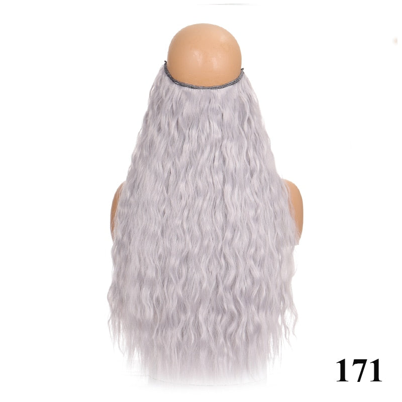 Invisible Wire No Clip One Piece Hair Extensions Secret Fish Line Hair Pieces Wave Straight Synthetic Fake 24 inch