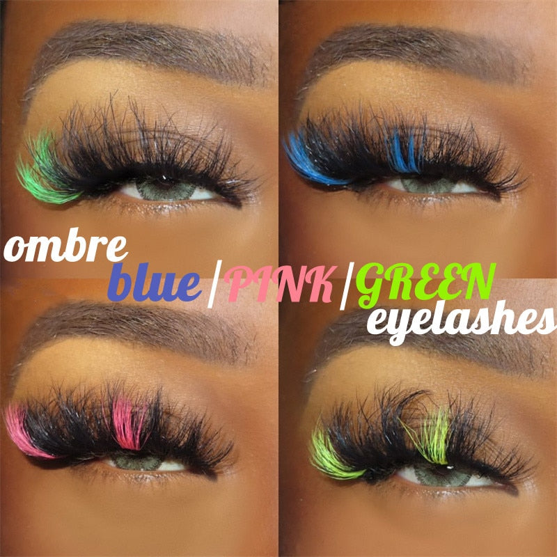 Rainbow Eye Lashes Cruelty Free Silk Lace Colored Eyelashes Dramatic Makeup Beauty Purple/pink/blue Cilias ombre eyelashes