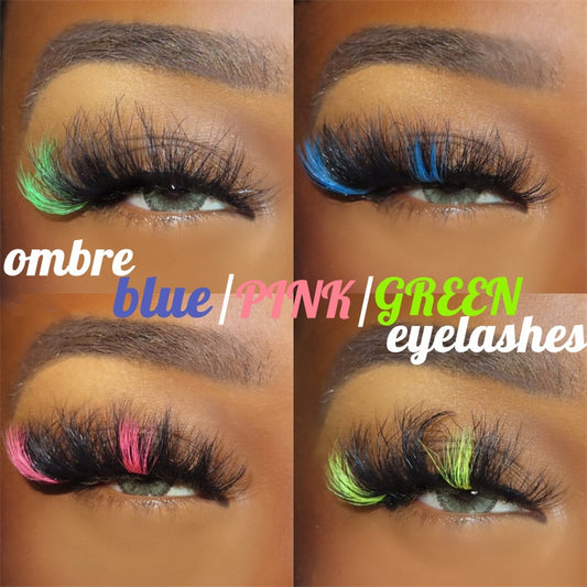 Rainbow Eye Lashes Cruelty Free Silk Lace Colored Eyelashes Dramatic Makeup Beauty Purple/pink/blue Cilias ombre eyelashes