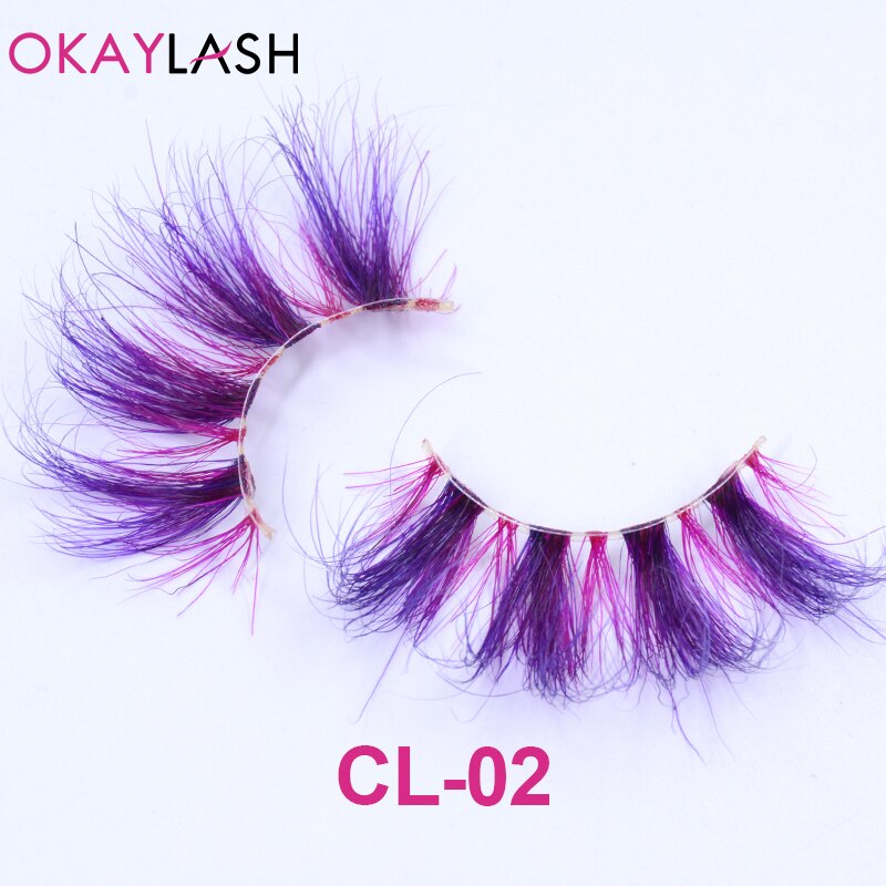 1pair/box real mink color 25mm long siberian eyelashes costume fancy ball dramatic unique colored red blue fake lashes