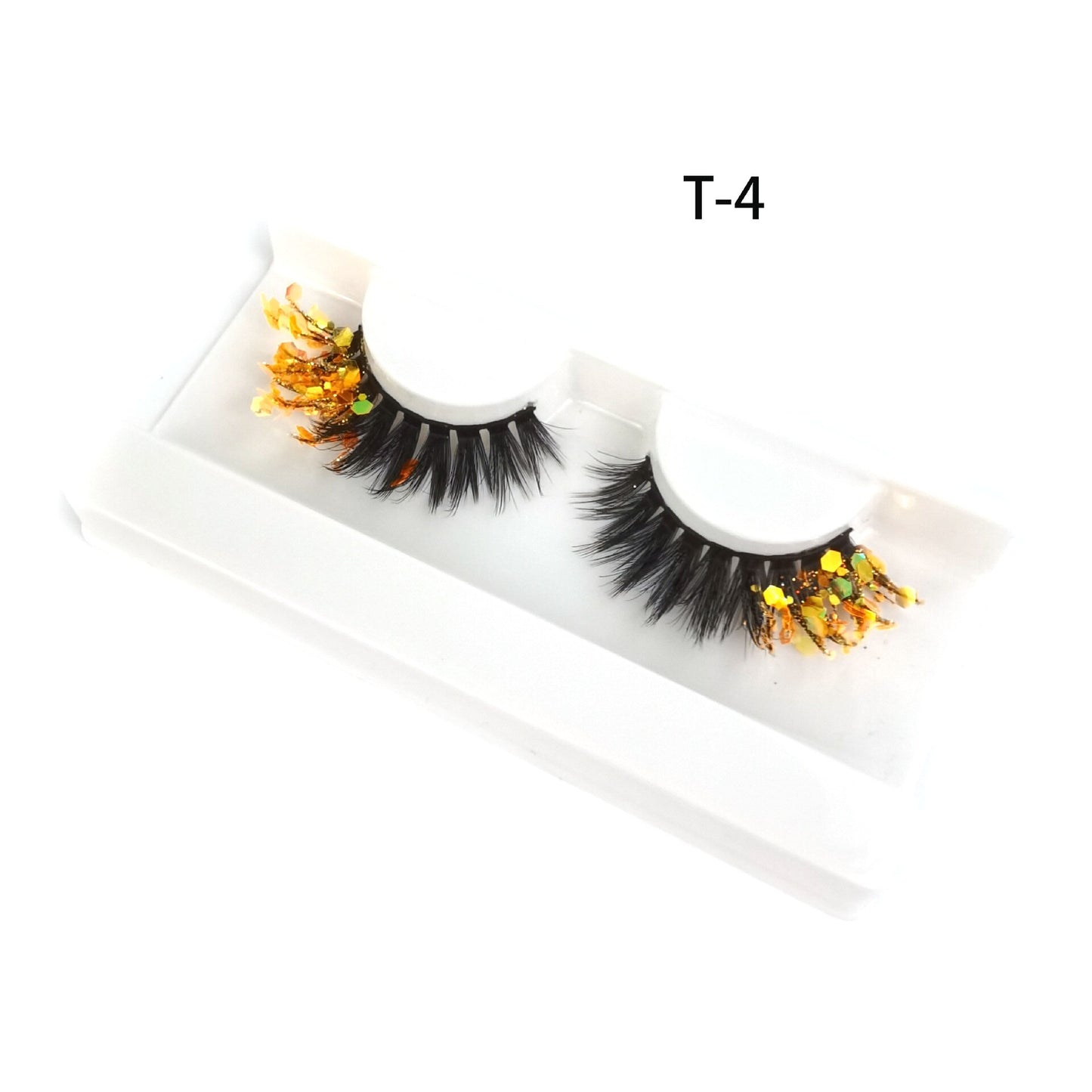 3 Pair Colored Shining Gold Glitter Eyelashes Handmade Dramatic Purple Colorful Rainbow Lashes For Party Show Halloween Cosplay