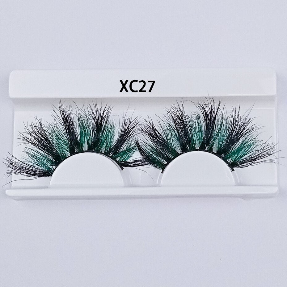 Colored Mink Eyelashes 25mm Lashes Fluffy Messy 3D False Eyelashes Dramatic Long Natural Mink fake Lashes