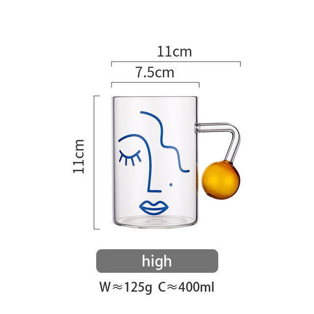 Cartoon Flower Coffee Mug Glass Water Cup Handgrip Milk Breakfast Drinkware Cup